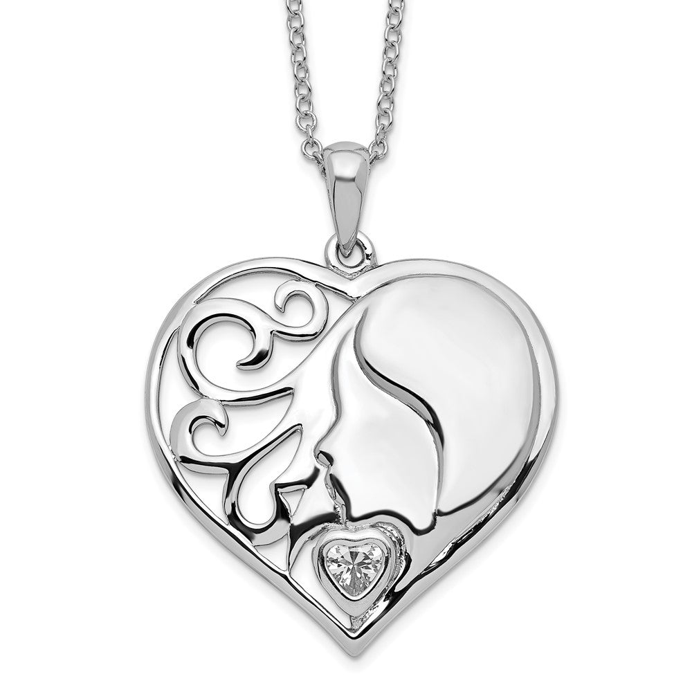 Sentimental Expressions Sterling Silver Rhodium-plated CZ My Daughter, My Heart's Treasure 18in Necklace 18 Inches