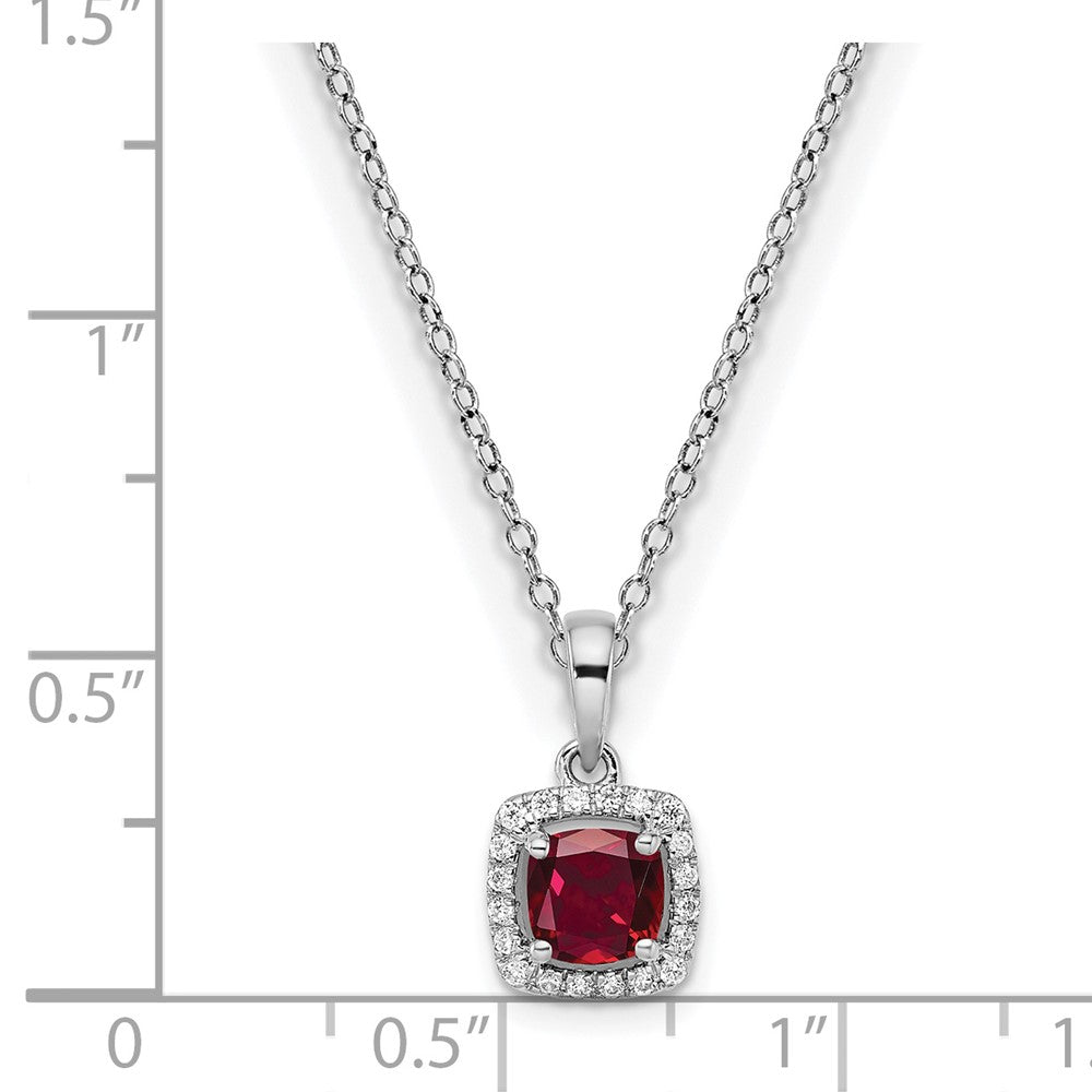 SS ANT Created Ruby and Diamond Pendant w/ chain