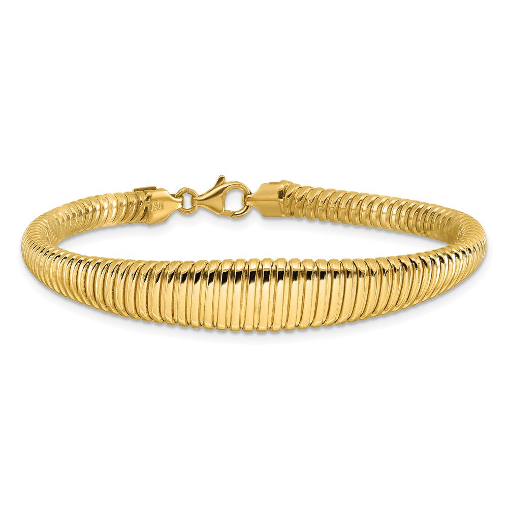 14K Polished Ridged Graduated Bracelet 7.5  inches