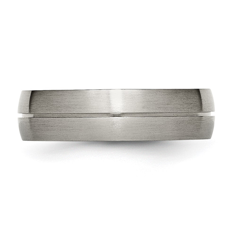 Titanium Satin 6mm Grooved Band Size - 12.5
