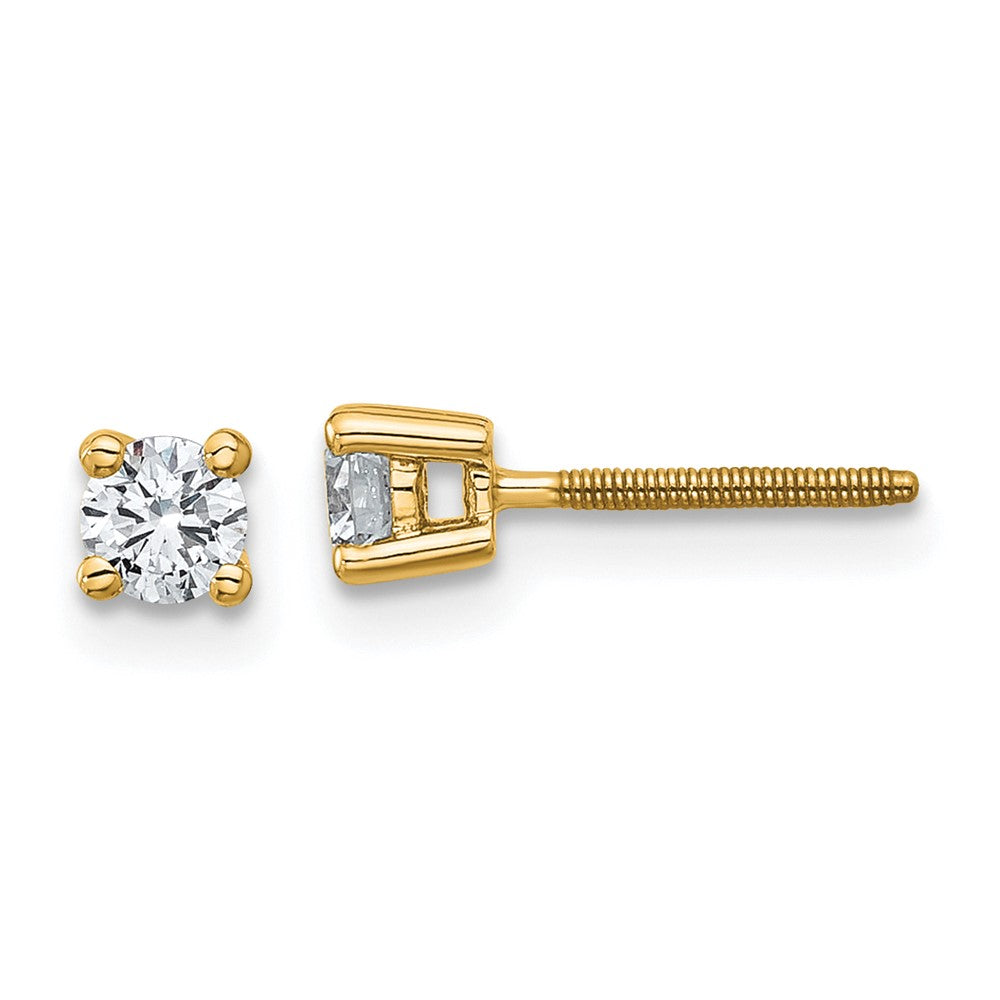 14k Yellow Gold 1/3 ctw Lab Grown Diamond VS+ F+ Round 4 Prong Heavy Wt. Screwback Stud Earrings
