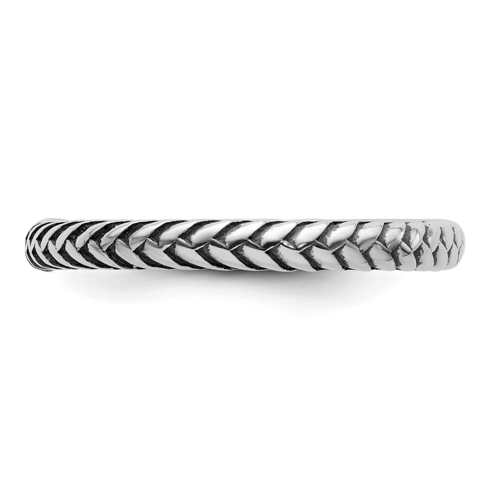 Sterling Silver Stackable Expressions Antiqued Ring Size -5