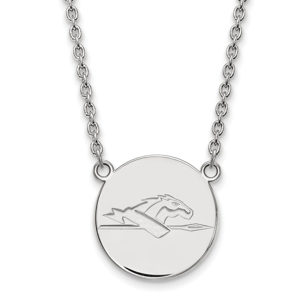 Sterling Silver Official Licensed Collegiate 18in Longwood University (LU) Large Disc Pendant