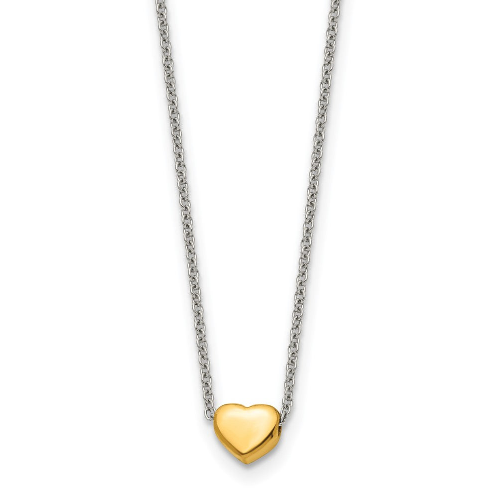 Stainless Steel Polished Yellow IP-plated Heart 16in Necklace