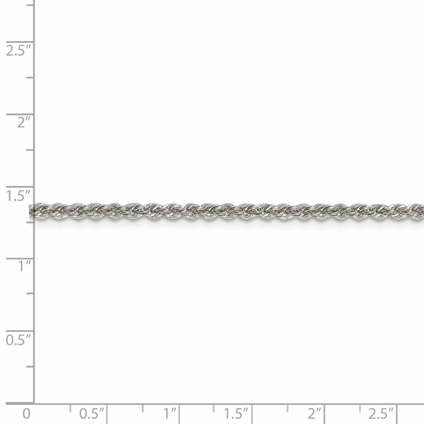 Sterling Silver 2.5mm Solid Rope Chain