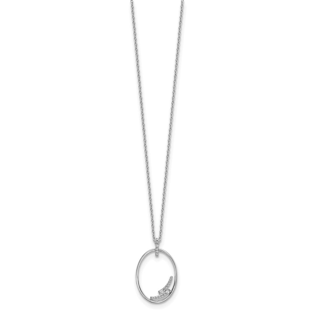 White Ice Sterling Silver Rhodium-plated 18 Inch Diamond Open Oval Necklace with 2 Inch Extender 18 Inches