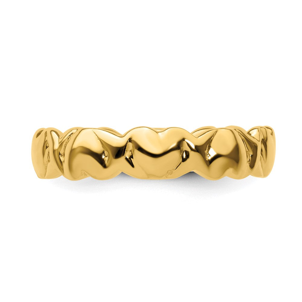 Sterling Silver Gold-Plated Hearts Ring Size - 8
