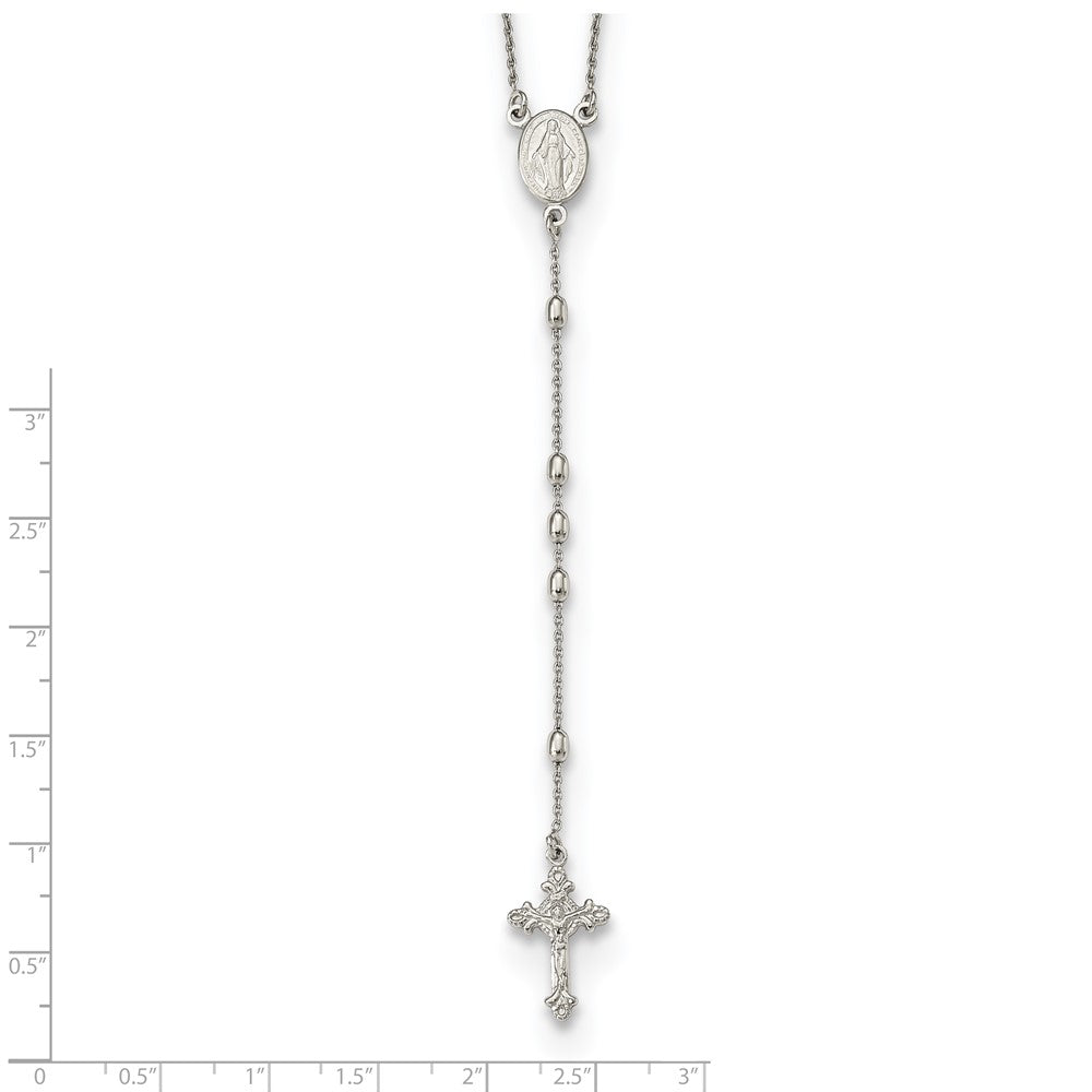 Sterling Silver Beaded Rosary18 inch Necklace with1.25 inch extension 18 Inches