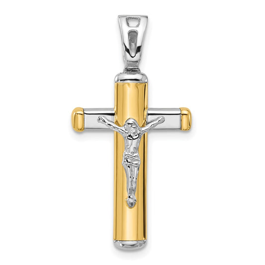 14K Two-tone Polished Crucifix Pendant