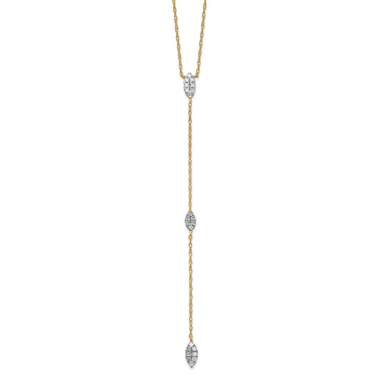 10K Yellow Gold Polished Diamond Drop Necklace