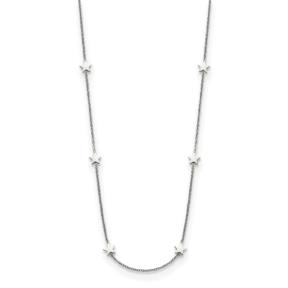 Stainless Steel Polished Stars 35in Necklace