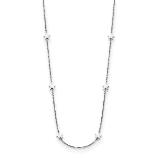 Stainless Steel Polished Stars 35in Necklace