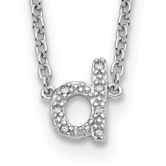 Sterling Silver Polished Diamond Initial d 16 with 2 in ext Necklace