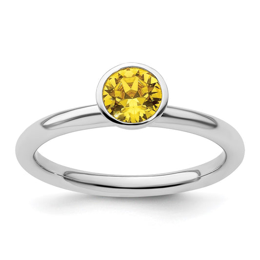 Sterling Silver Stackable Expressions High 5mm November Crystal Ring Size -10