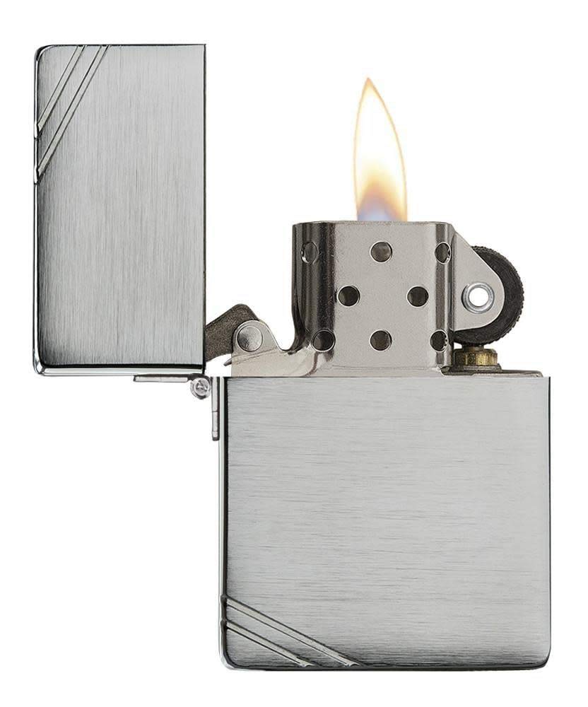 Zippo 1935 Replica with Slashes Brushed Chrome Pocket Lighter