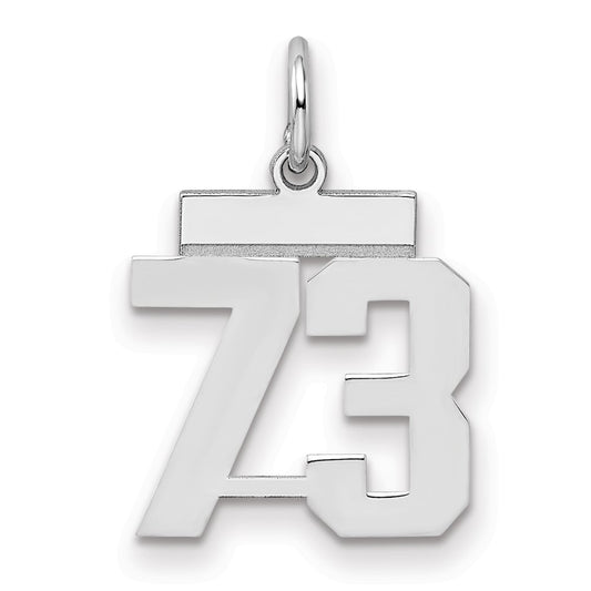 Sterling Silver/Rhodium-plated Polished Number 73 Charm