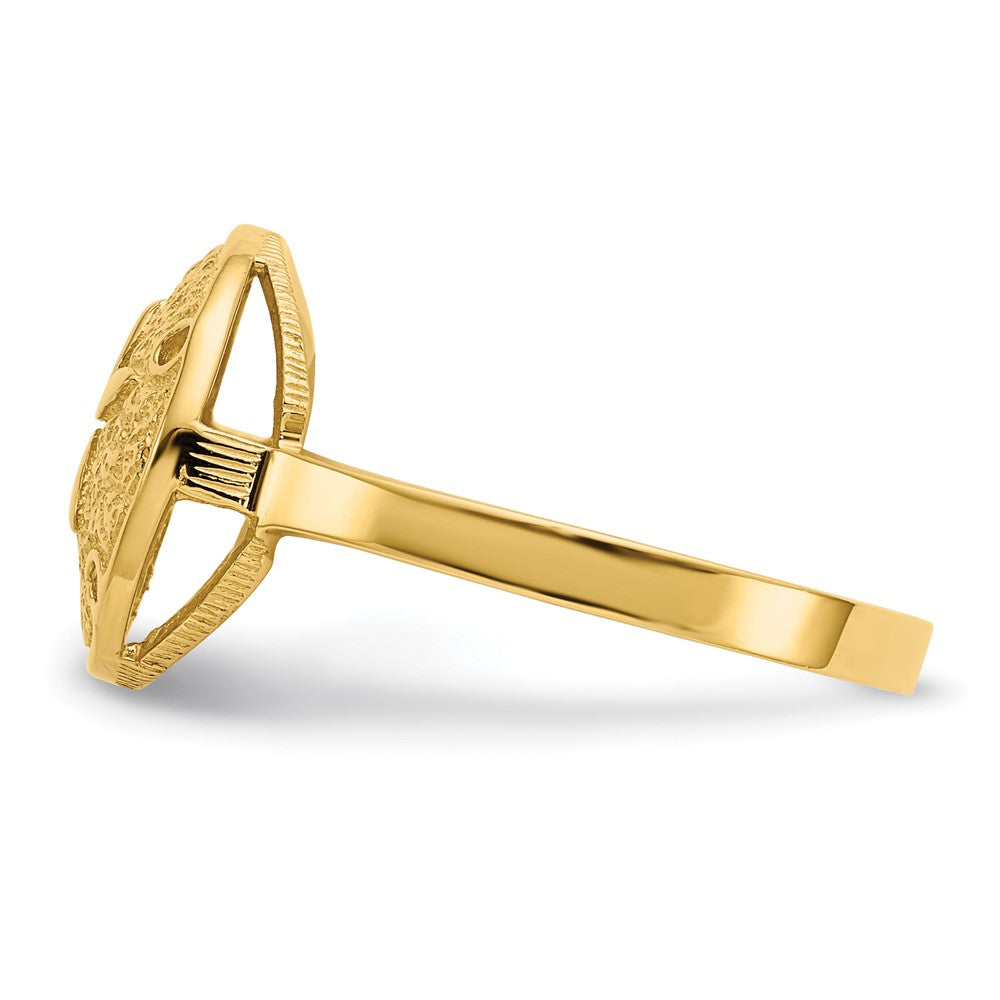 14k Polished Sand Dollar Ring Size 7