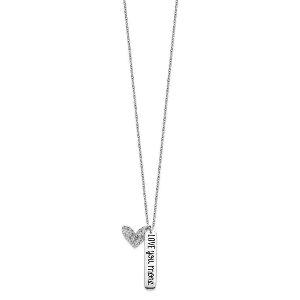 Sterling Silver Rhodium-plated Heart LOVE YOU MORE Necklace 18 Inches