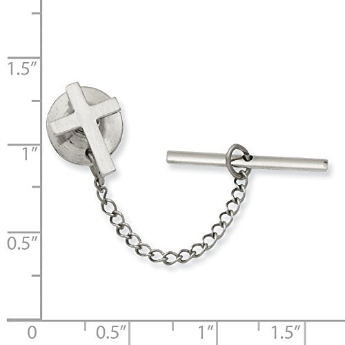 Kelly Waters Rhodium-plated Polished Cross Tie Tac Q-KW566