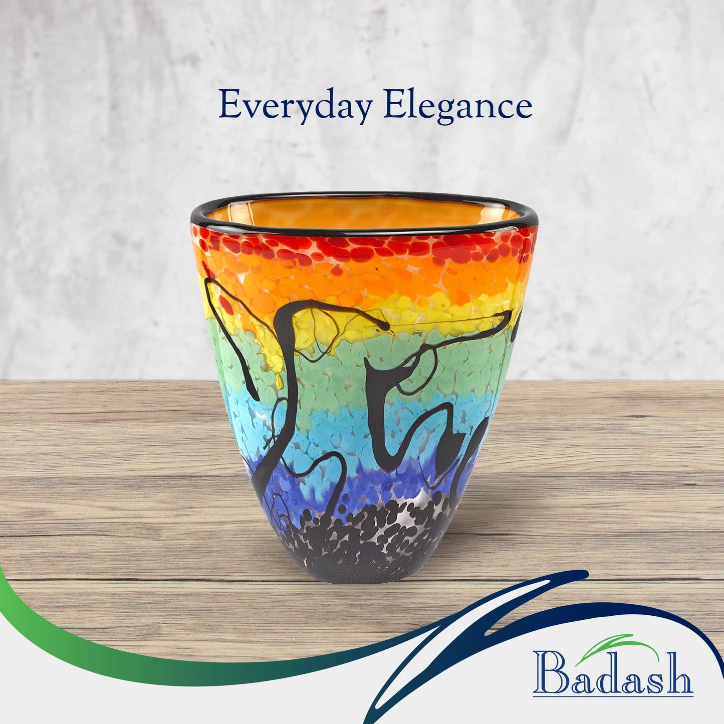 Murano Style Mouth Blown Art Glass Allura Multicolor 7" Vase By Badash