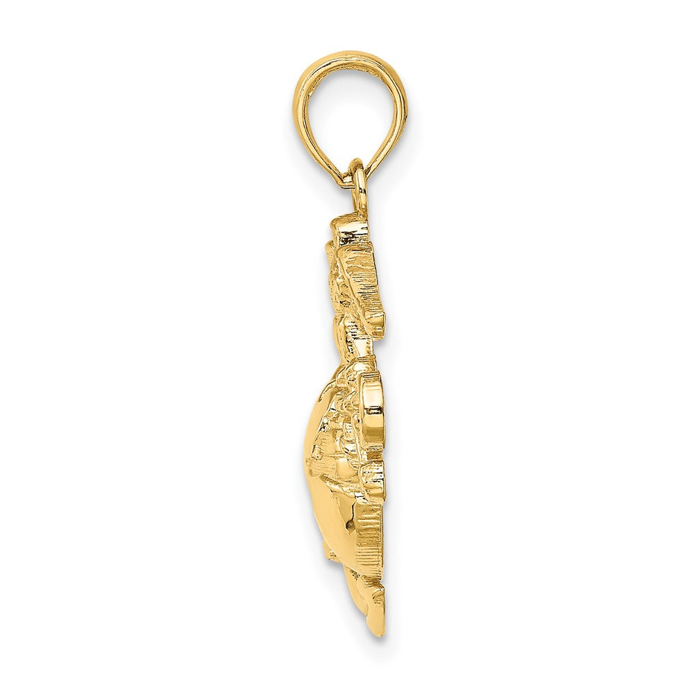 10K Polished Textured Marine Corps Pendant