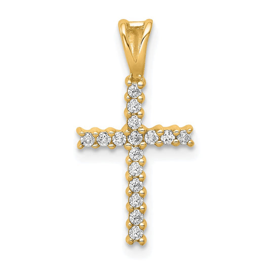 14k 1/6 carat Lab Grown Diamond VS/SI+ G+ Cross Pendant