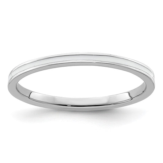 Sterling Silver Stackable Expressions White Enameled 1.5mm Ring Size -10