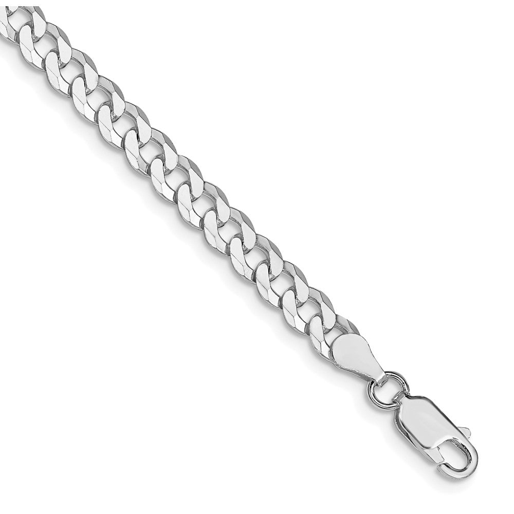 Sterling Silver Rhodium-plated 5mm Beveled Curb Chain 8 inches