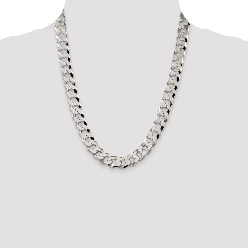 Sterling Silver 12.3mm Beveled Curb Chain 22 Inches