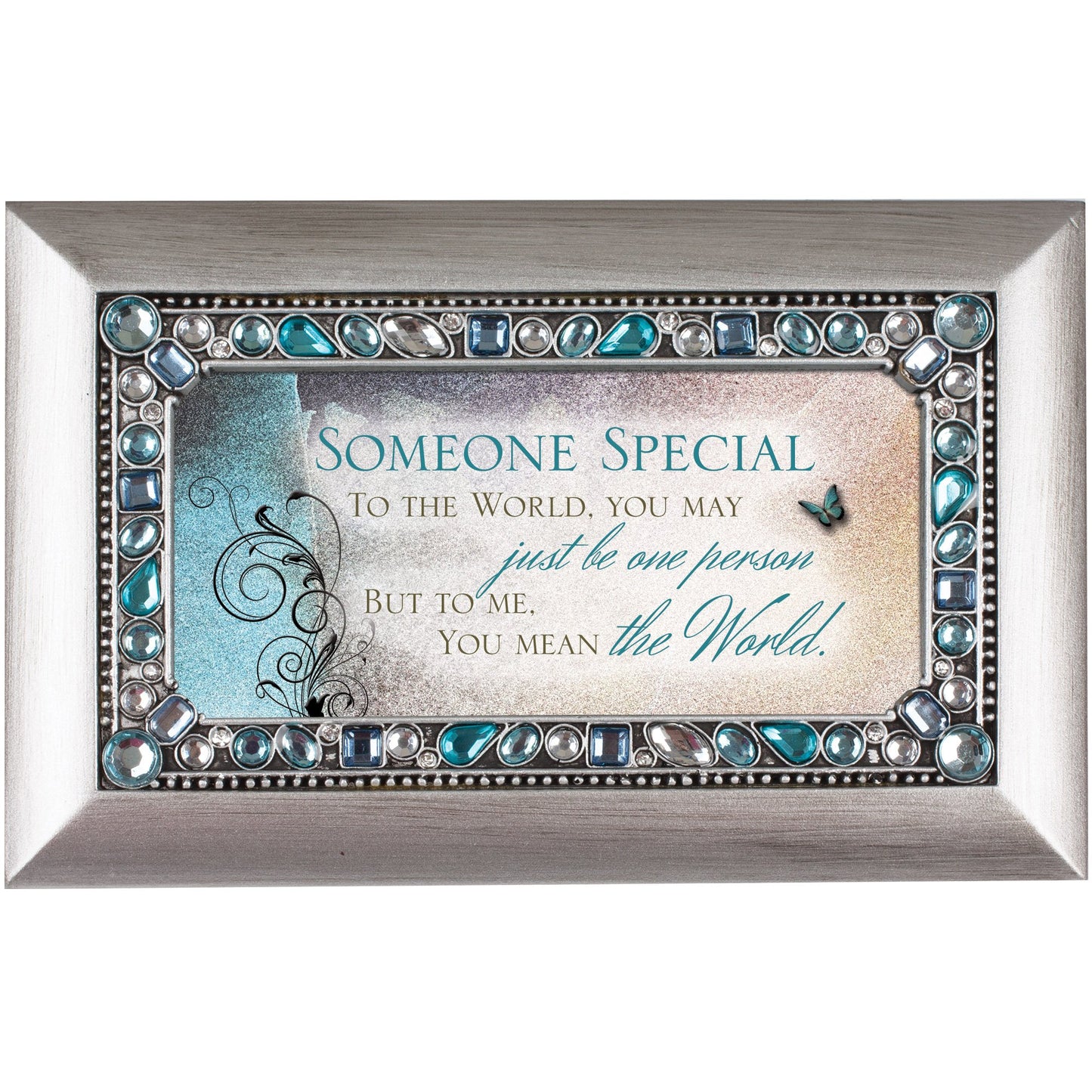 Someone Special Jeweled Silver Finish Jewelry Music Box - Plays Tune Wind Beneath My Wings