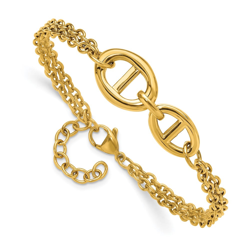 Chisel Stainless Steel Polished Yellow IP-plated Two-Strand 7 inch Plus a 1.25 inch Extension Bracelet 8.25 inches