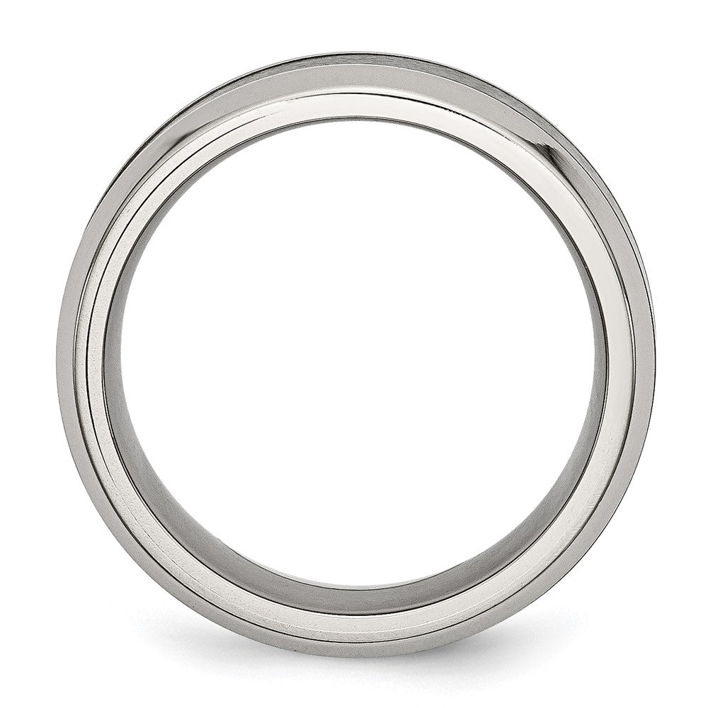 Stainless Steel Base w/Brushed Black Ceramic Center Beveled Band Size - 11