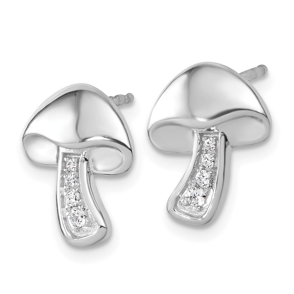 White Ice Sterling Silver Rhodium-plated Diamond Mushroom Earrings