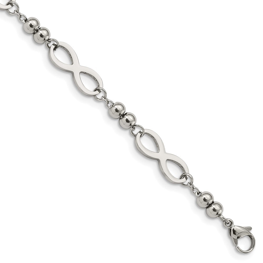 Stainless Steel Polished Infinity 4 Leaf Clover 6.5in w/1in ext. Bracelet
