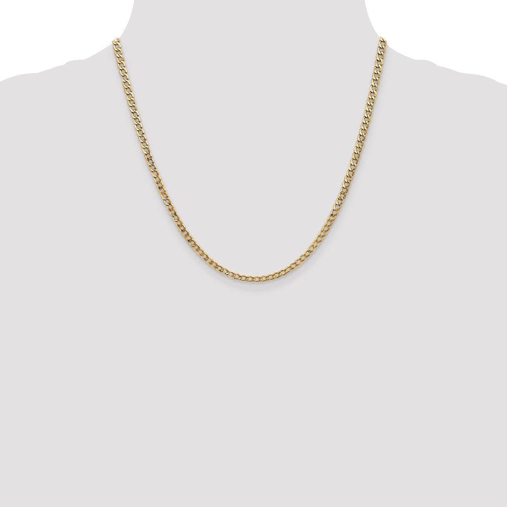 14k 3.35mm Semi-Solid Curb Chain