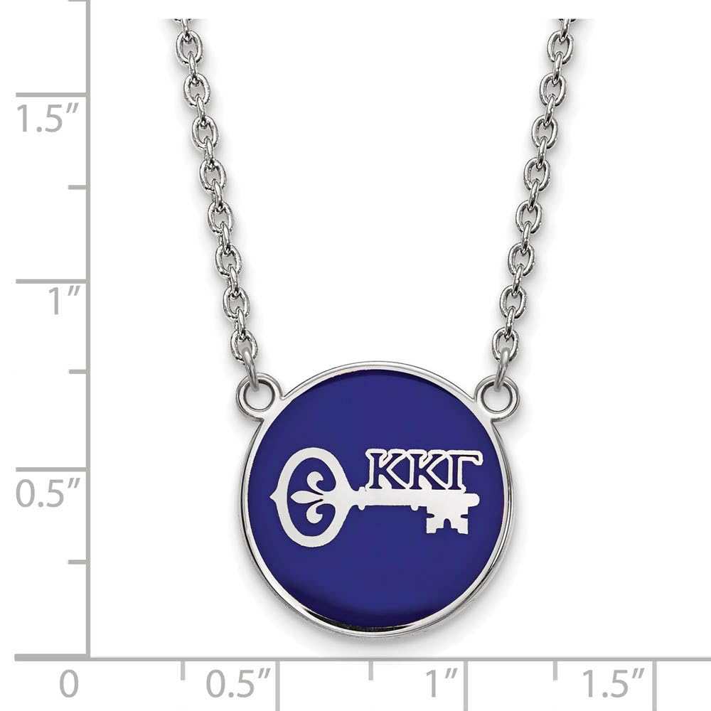 Sterling Silver 18in Official Licensed Greek Sororities Kappa Kappa Gamma (???) Small Enamel Pendant w/Necklace