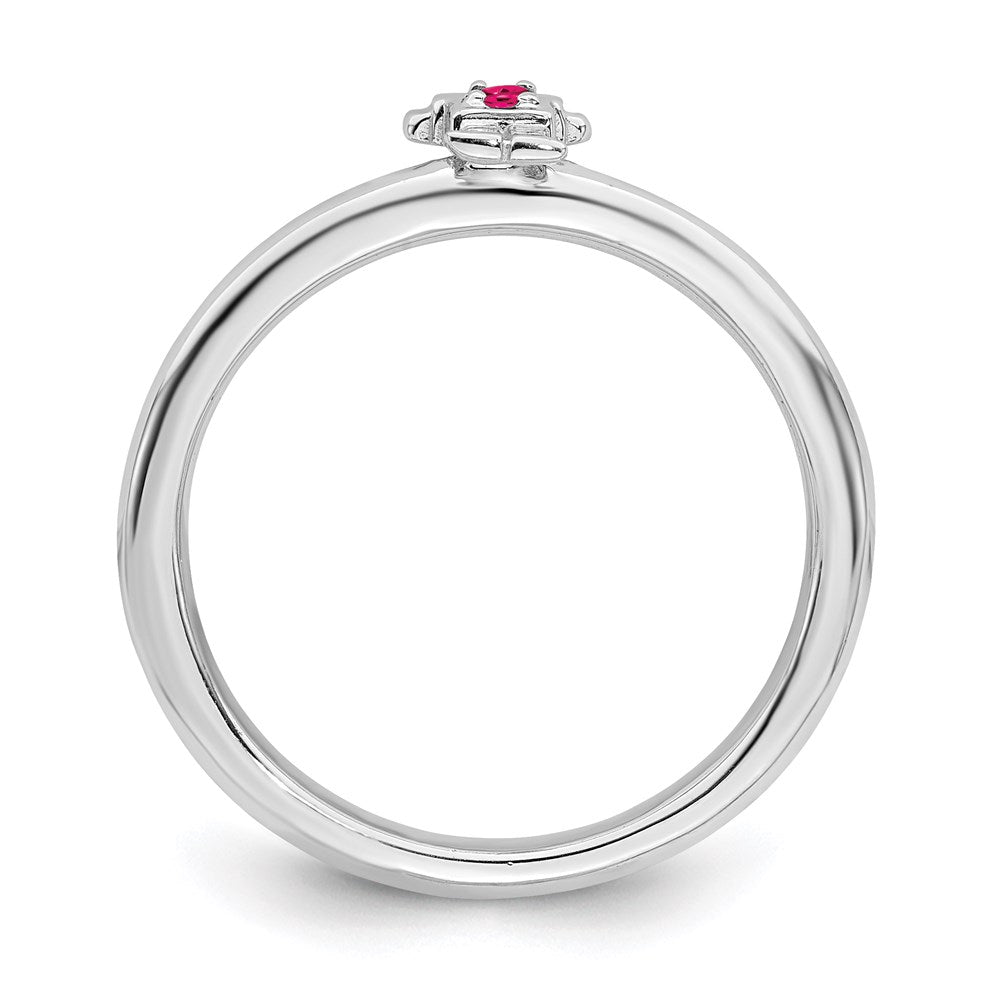 Sterling Silver Stackable Expressions Rhodium Cr. Ruby Boy Ring