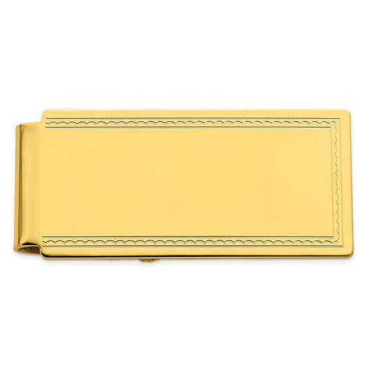 Gold-Plated Kelly Waters Hinged Engravable Rope Edge Money Clip