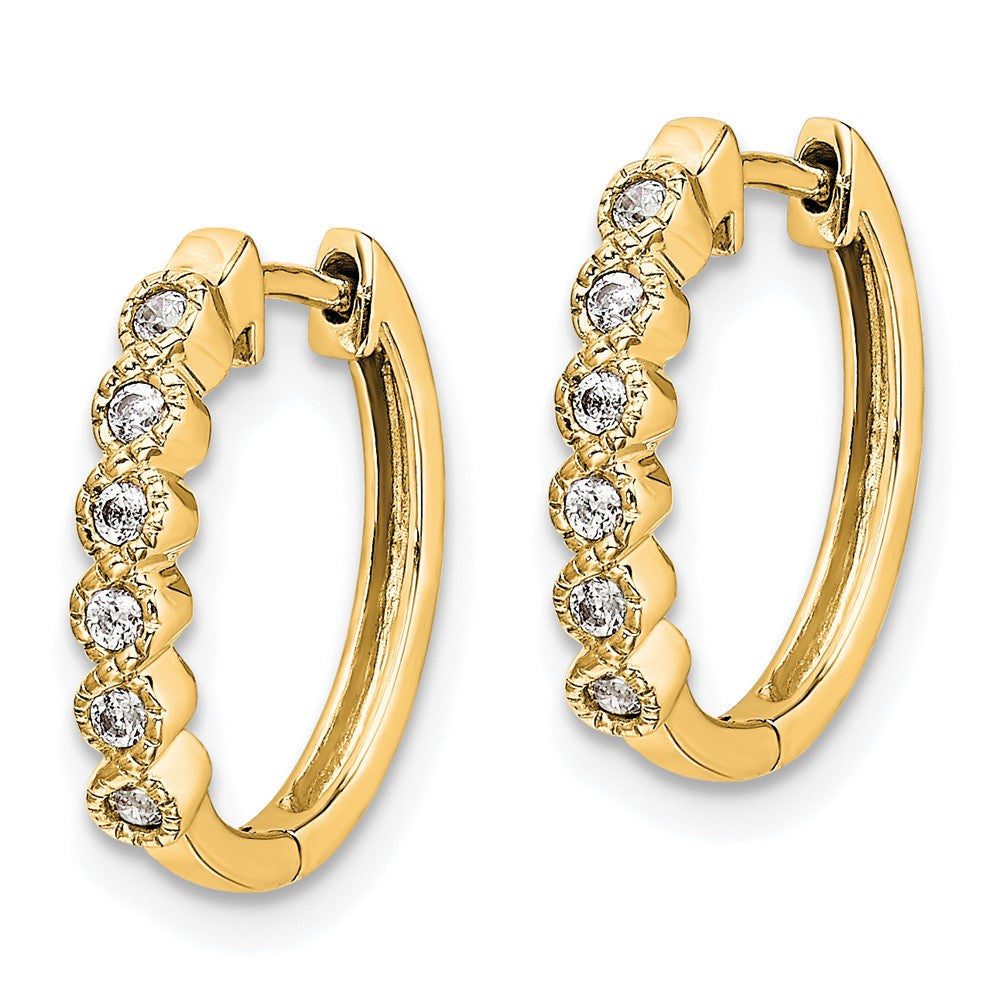 14K Gold Diamond Hinged Hoop Earrings