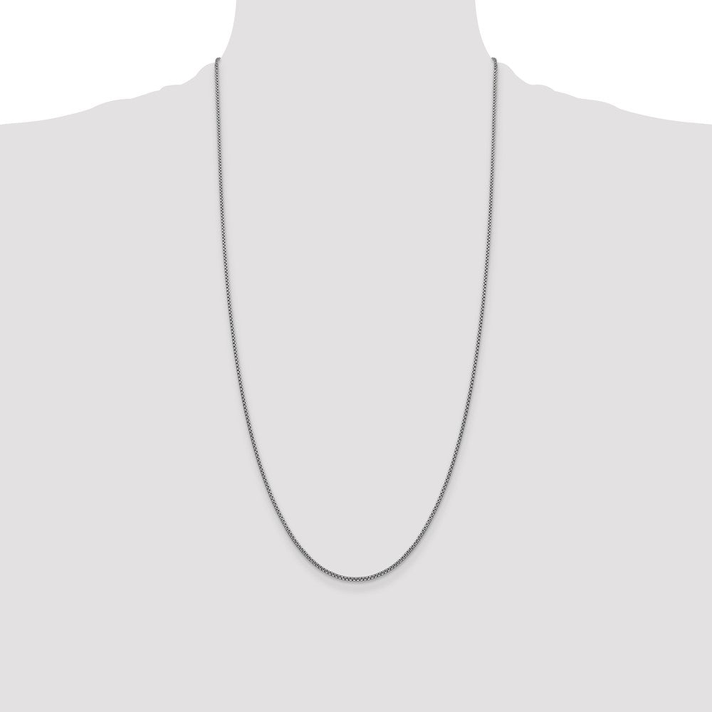 14K White Gold 28 inch 1.5mm Semi-Solid Round Box with Lobster Clasp Chain