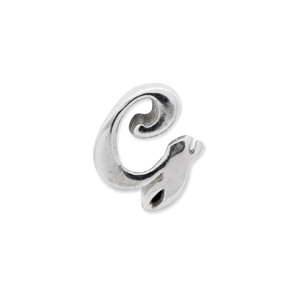 925 Sterling Silver Polished Reflections Letter Name Personalized Monogram Initial G Script Bead Charm 8.18x8.18mm Wide