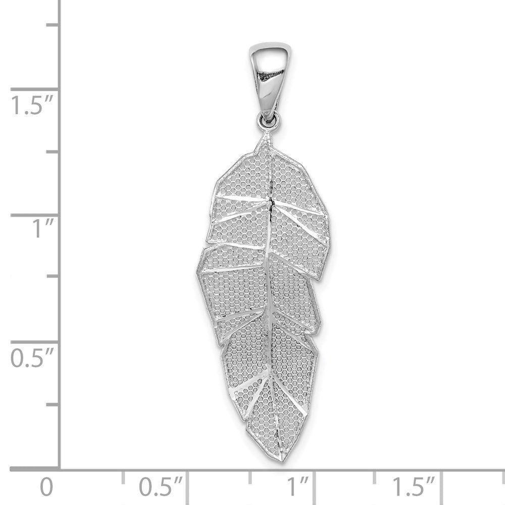 Sterling Silver Rhodium-plated Polished Leaf Pendant