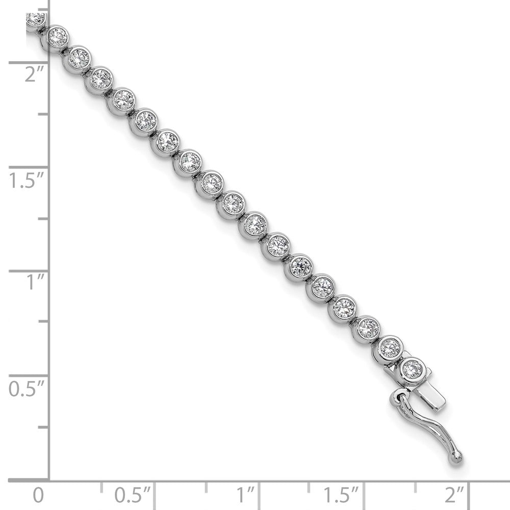Sterling Shimmer Sterling Silver Rhodium-plated Bezel Set 2.5mm CZ 55 Stone 8 inch Bracelet 8 inches