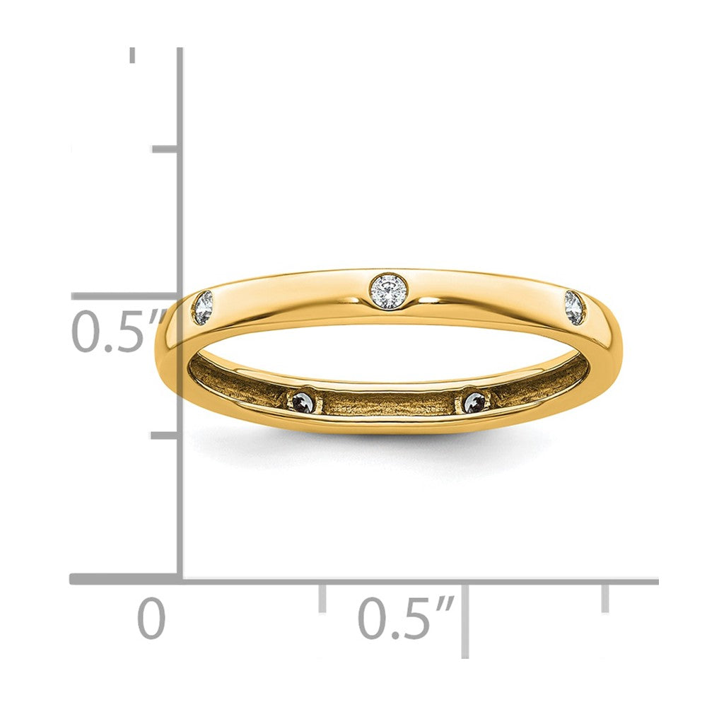 14k Polished Size 8 Bezel-set 1/10 carat Diamond Complete Eternity Band