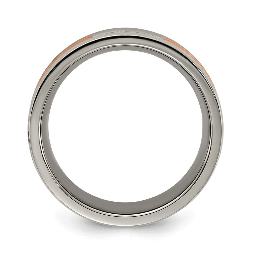 Titanium Polished Rose IP-plated with CZ 7.00mm Band Size - 9