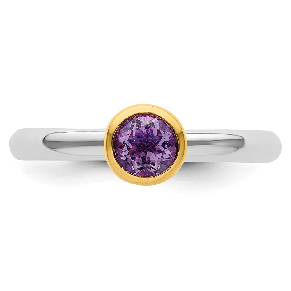 Sterling Silver Stackable Expressions w/Gold-plated Amethyst Ring Size -7