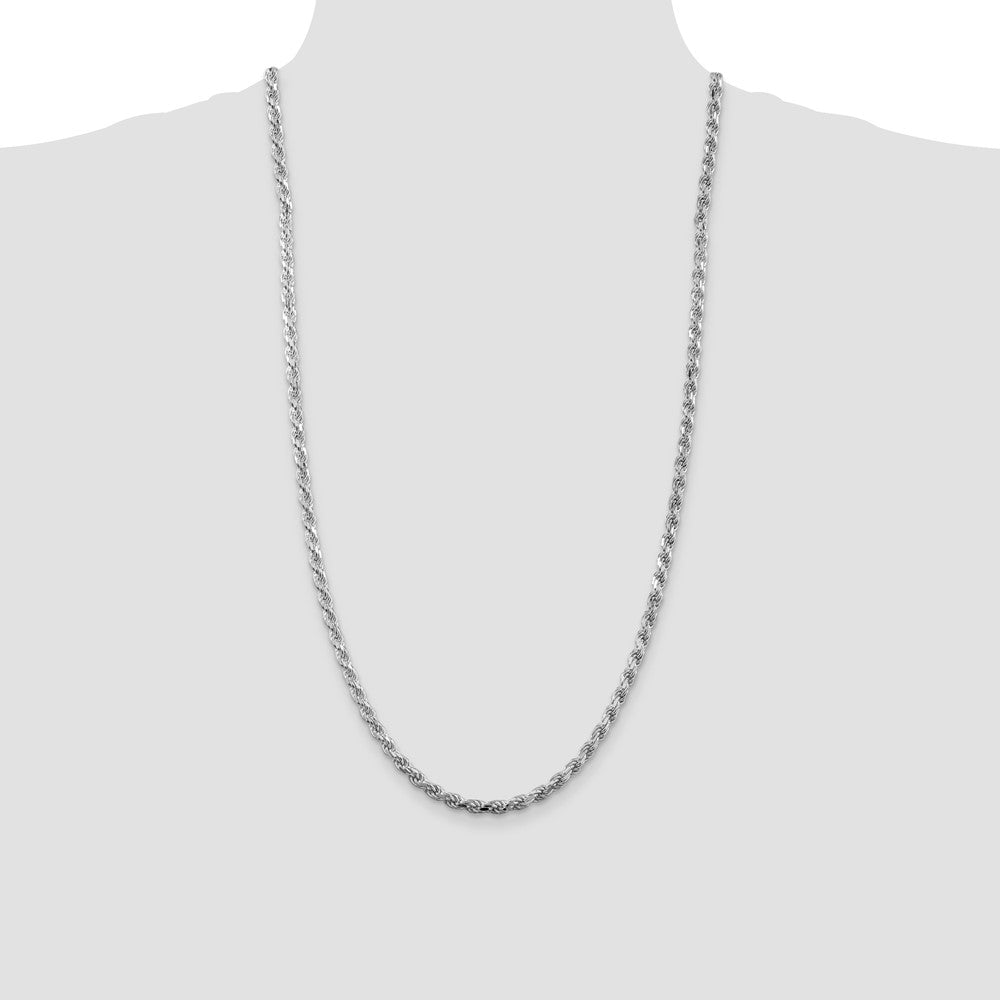 Sterling Silver Rhodium-plated 4.25mm Diamond-cut Rope Chain 28 Inches