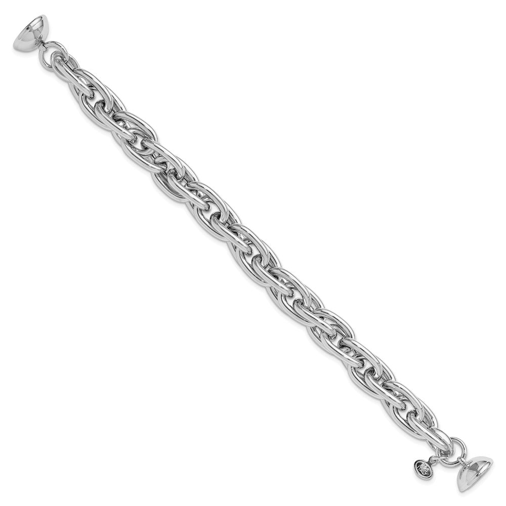 Sterling Silver Rhodium-plated 7.5in Link Bracelet 7.5  inches