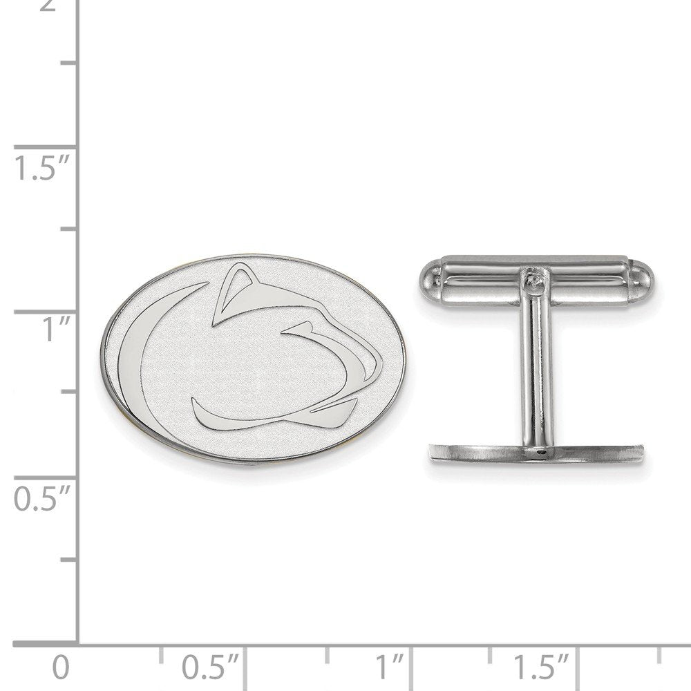 Sterling Silver Rhodium-plated LogoArt Penn State University Lion Cuff Links Q-SS014PSU