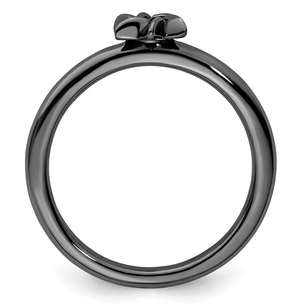 Sterling Silver Stackable Expressions Black-plated Star of David Ring